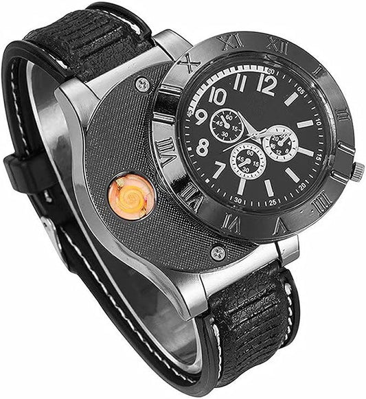 ๐ฅโ Military USB Lighter Watch for Men โ Windproof, Rechargeable & Stylish Gift ๐