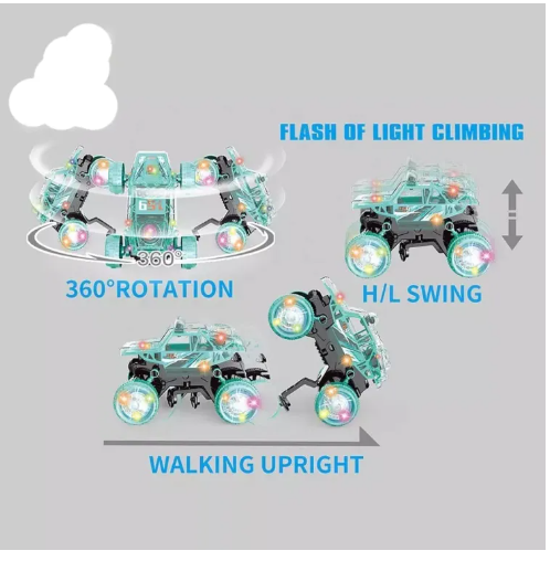 ๐ฅDouble-Sided 360ยฐ RC Stunt Car Toy with Lights & Music โ Rechargeable Remote Control Car ๐โจ