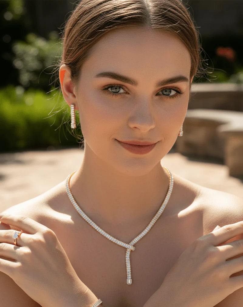 Baguette Lariat Jewelry Set