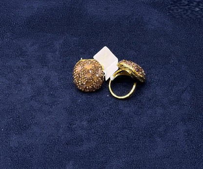 Champagne Crystal Dome Statement Ring