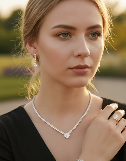 Clover Crystal Pendant Jewelry Set