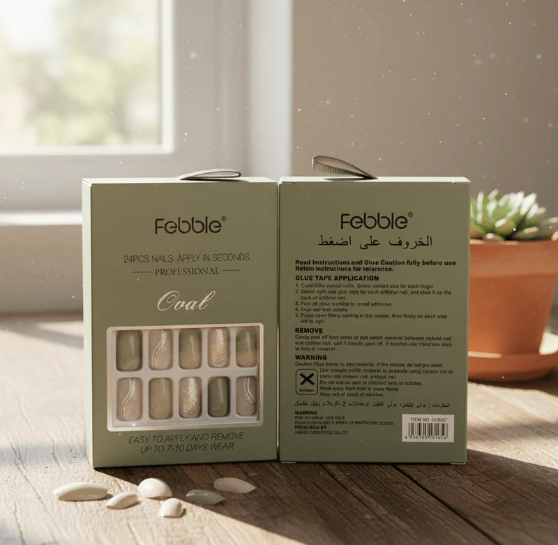 Febble - Luxe Olive Gold Oval Nails