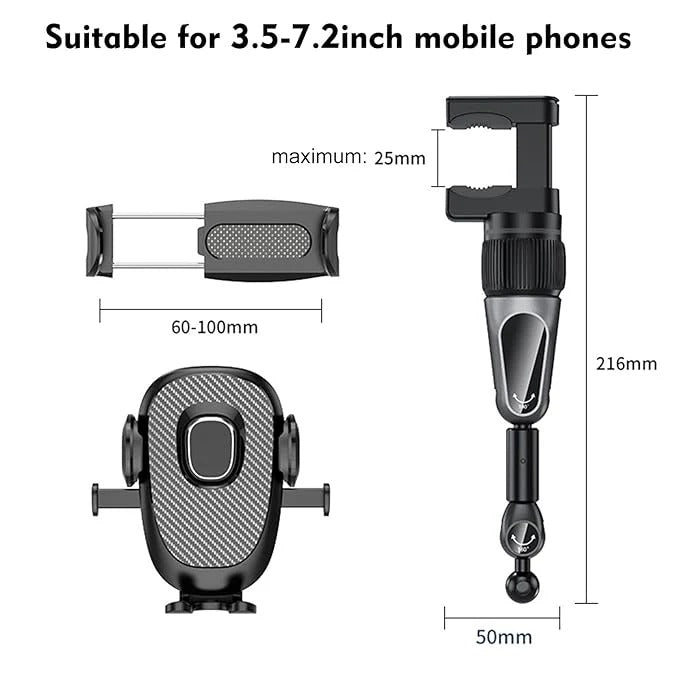 Flexible Car Phone Holder 📱 | Magnetic Mirror Mount with Adjustable Angles 🚗✨