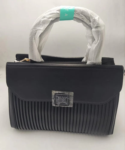 Textured Wave Flap Handbag