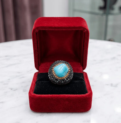 Turquoise Crystal Dome Statement Ring