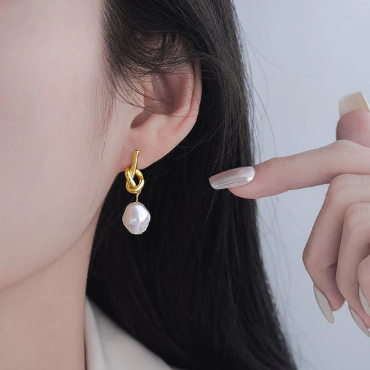 Women French Vintage Baroque Pearl Earrings