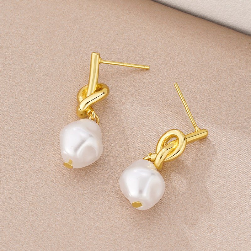Women French Vintage Baroque Pearl Earrings