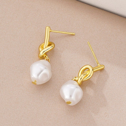 Women French Vintage Baroque Pearl Earrings