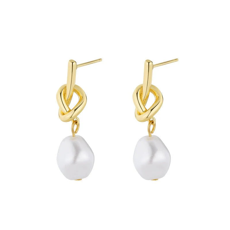 Women French Vintage Baroque Pearl Earrings