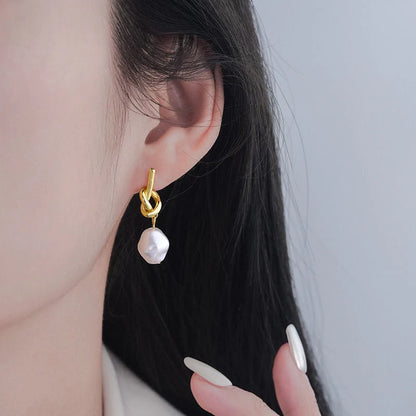 Women French Vintage Baroque Pearl Earrings